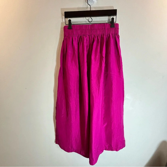 LINEA PRIVATA Sz M  100% Silk Wide Leg Belt Loops Seam Pockets Culottes - Picture 5 of 7